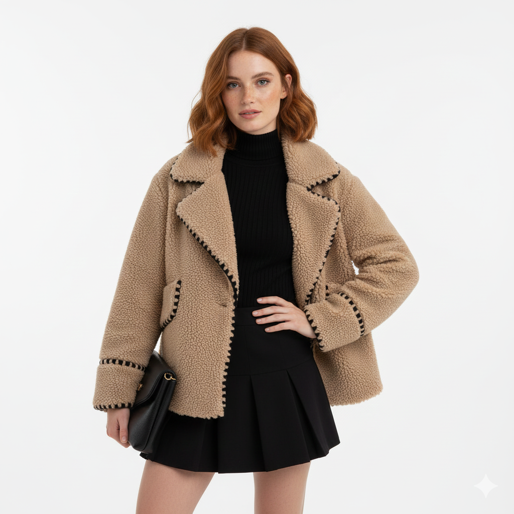 Melissa Mode Chaqueta Mujer Estructurada – Corte Relajado con Cuello Solapa Estilo Streetwear Invierno