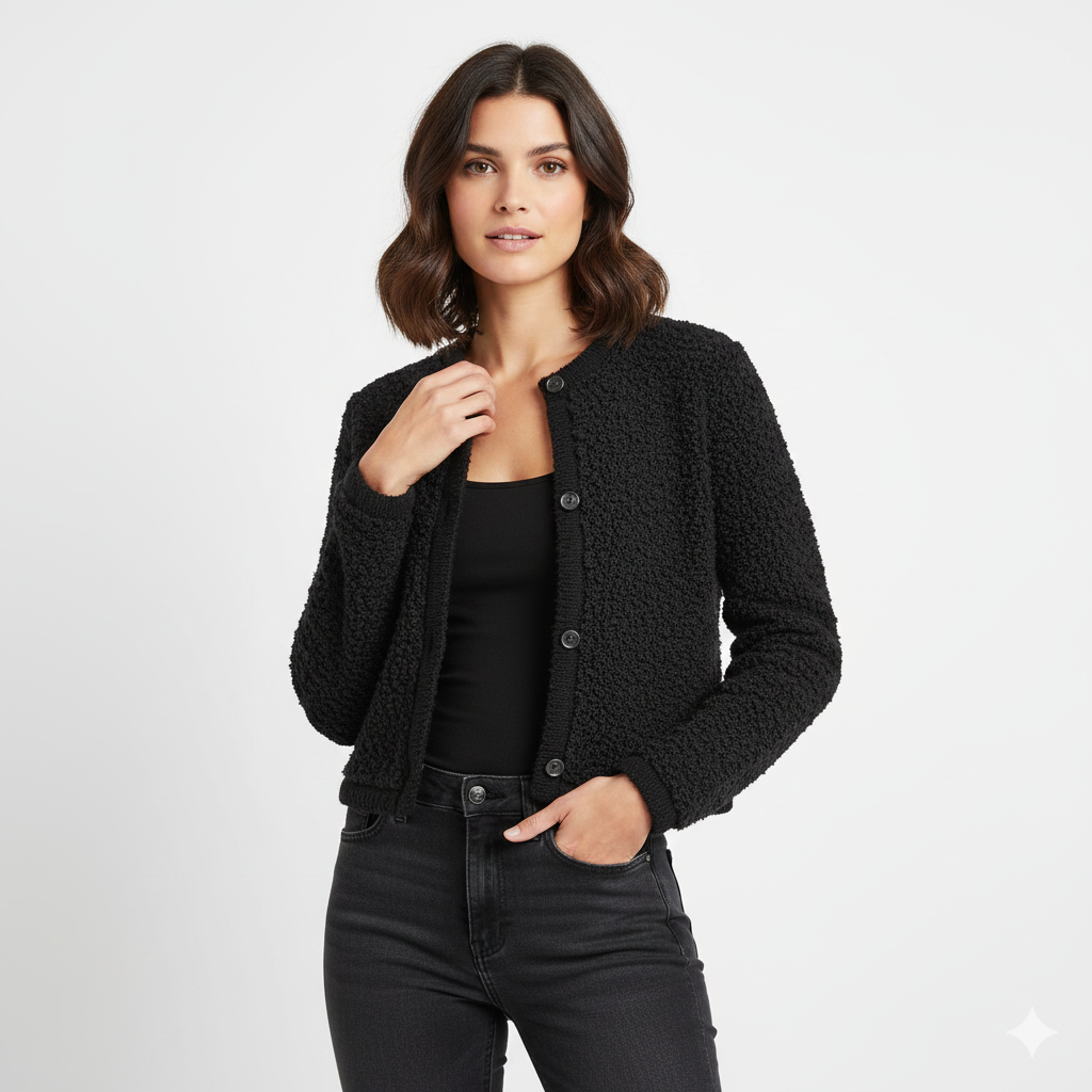 Milda Teddy Vest for Women – Soft Oversized Faux Fur Cardigan with Classic Buttons