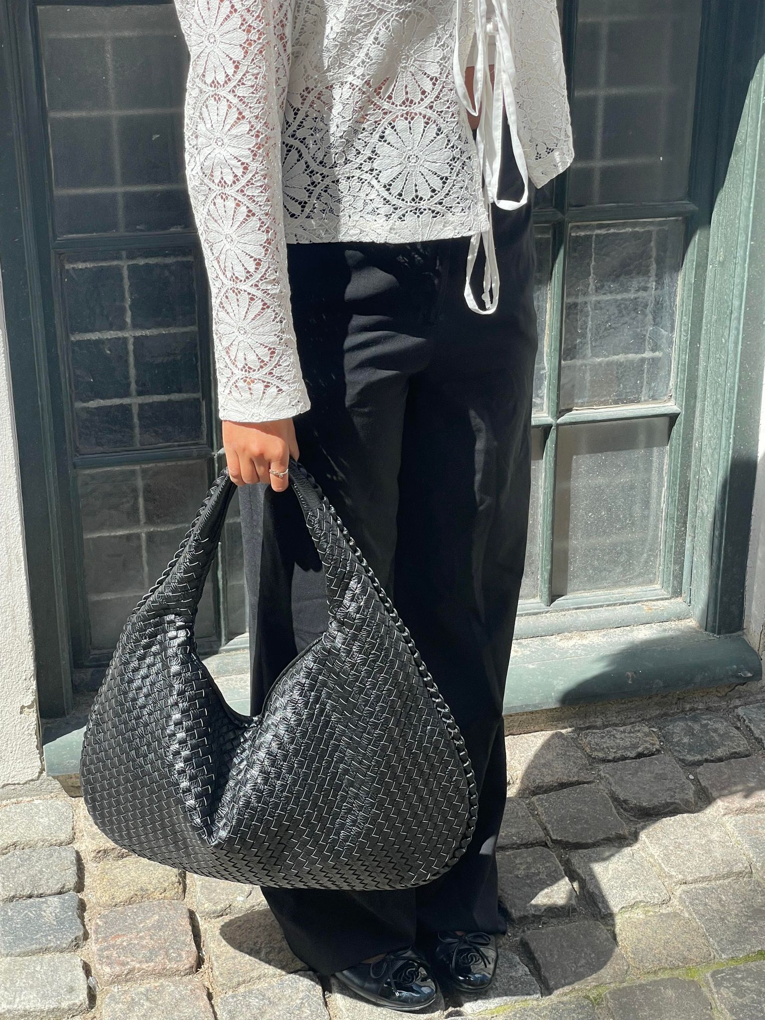 Noa Sac à Main Tressé Femme – Design Élégant en Cuir Végan avec Grand Espace et Fermeture Éclair