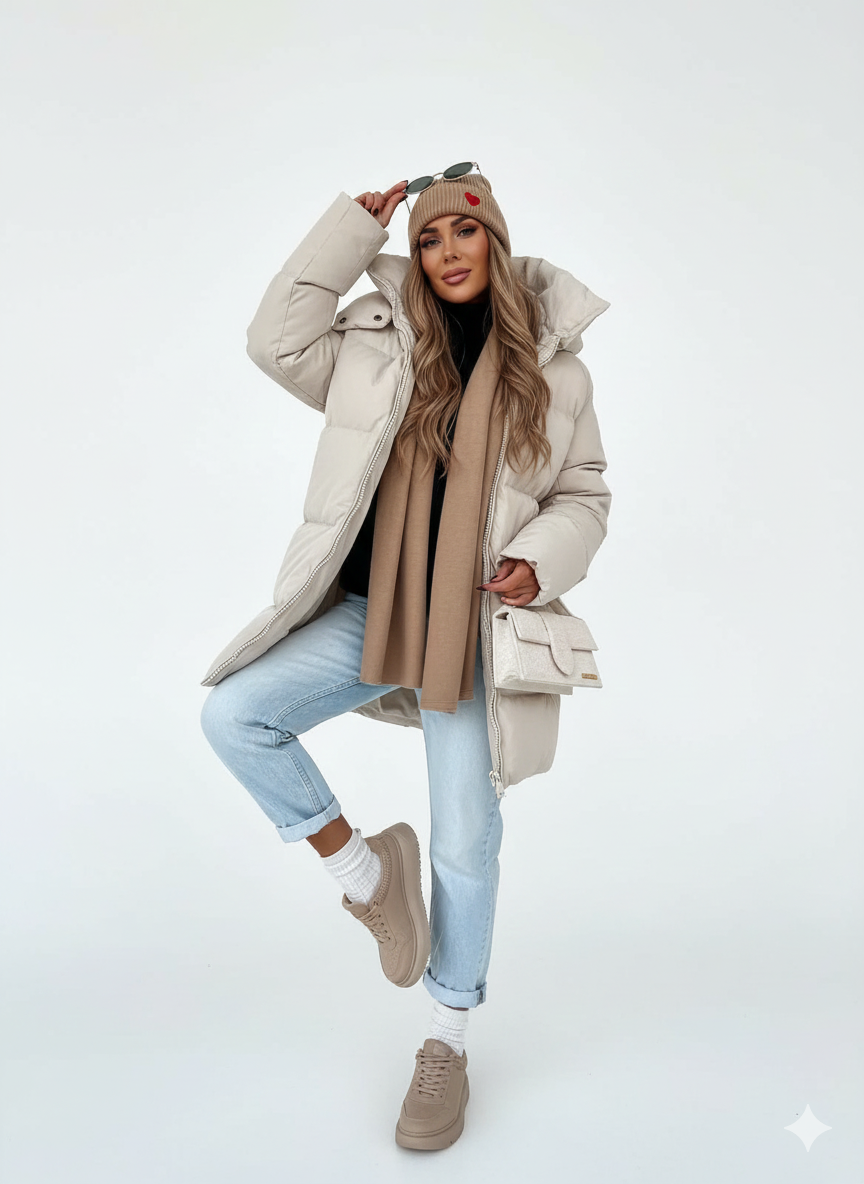 Nava Doudoune Femme Oversize – Veste Matelassée à Col Montant pour Hiver & Streetstyle