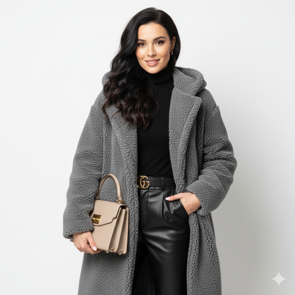Nelia Manteau Teddy Femme – Veste Oversize Douce & Chaude pour Looks Hiver Élégants