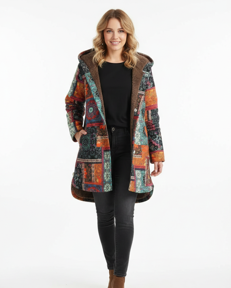 Noelle Naisten Huppari – Moderni Kukallinen Kuvio, Talven Lämpö & Kaupunkityyli