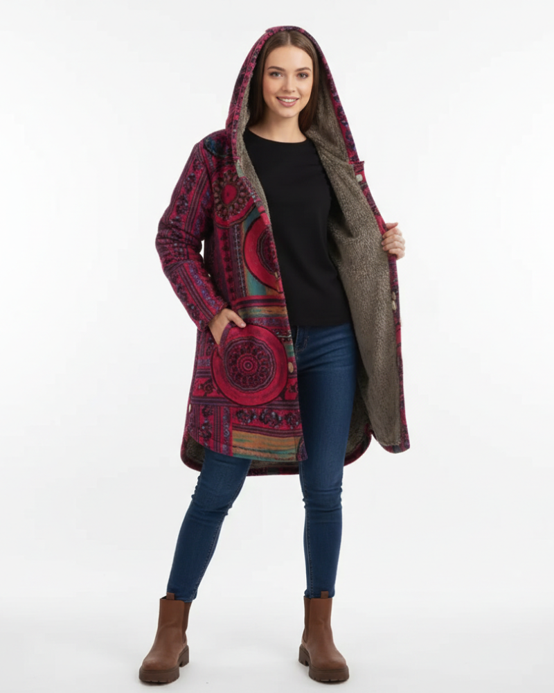 Noelle Casaco Mulher com Capuz – Estampa Floral Moderna, Calor de Inverno & Estilo Urbano