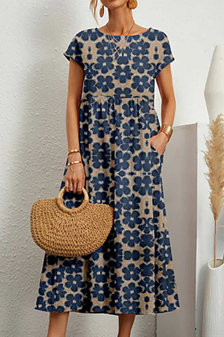 Abito estivo da donna Layla – Abito senza maniche con scollo rotondo, tessuto leggero e motivo elegante