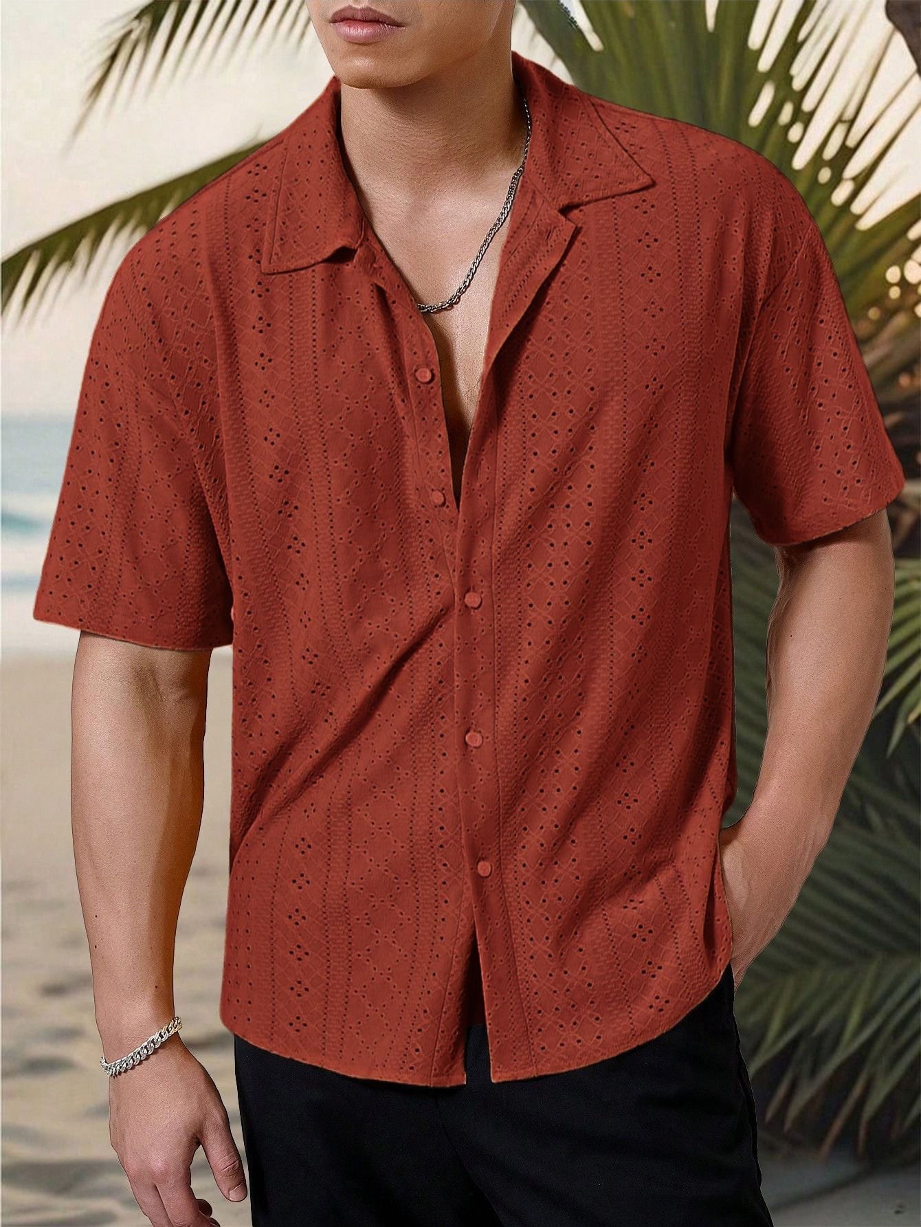 Camicia da uomo Marjhun: camicia testurizzata con bottoni, elegante e comoda, per un look casual