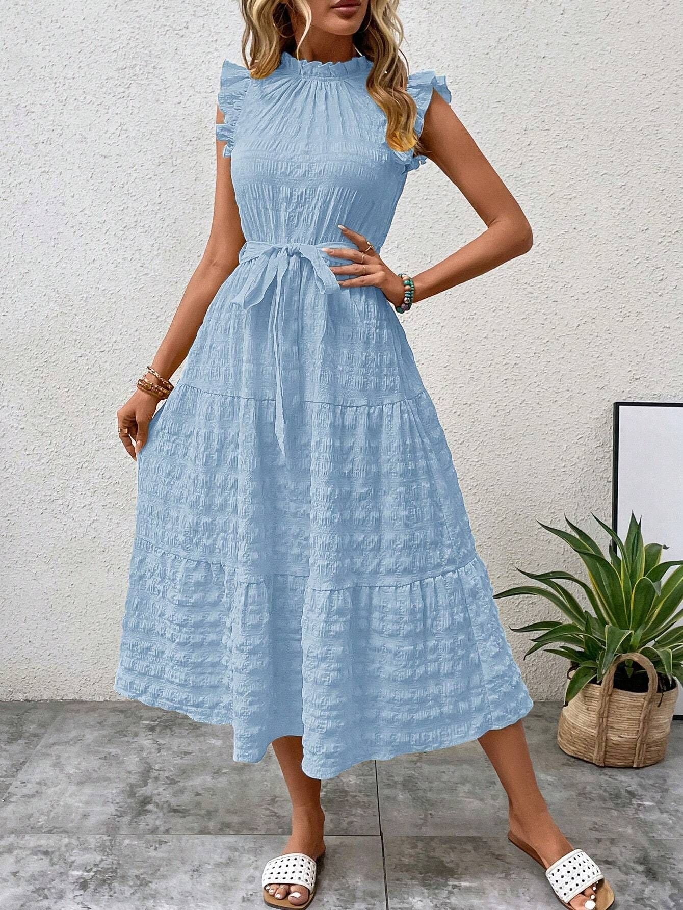 Abito da donna Malia – Abito midi estivo casual con volant e vestibilità fluida per le giornate di sole
