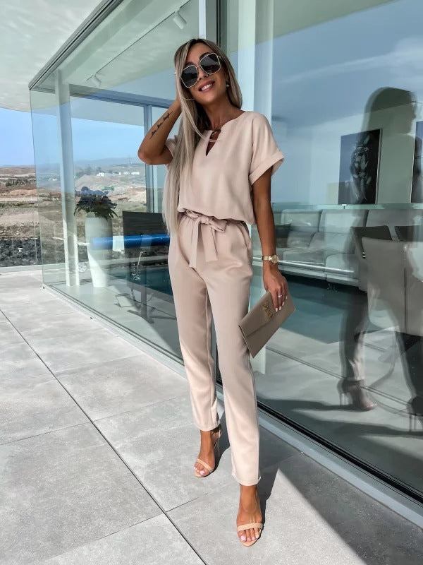 Tuta elegante da donna Tessa - Completo chic a maniche corte per l'estate e le occasioni informali