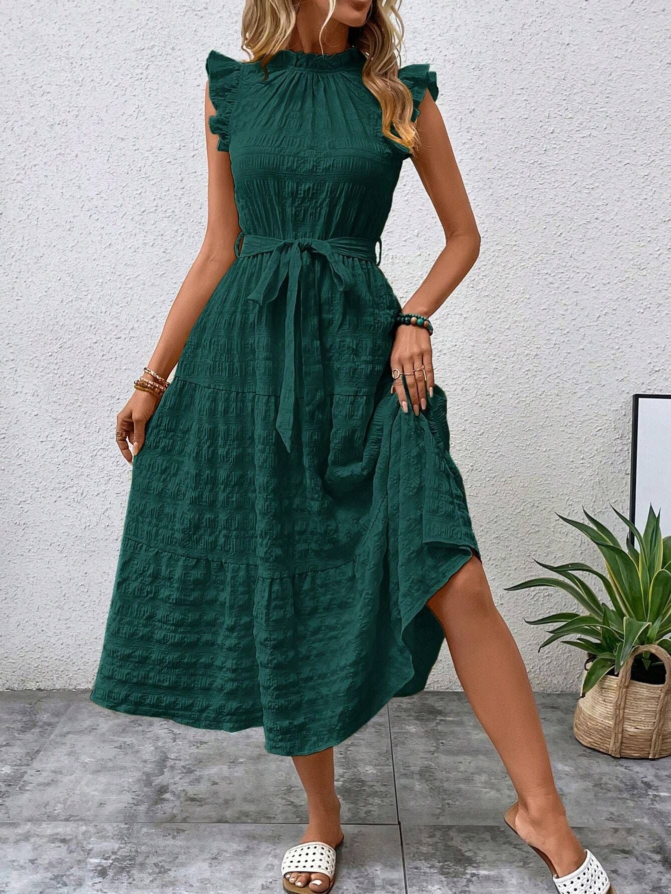 Abito da donna Malia – Abito midi estivo casual con volant e vestibilità fluida per le giornate di sole