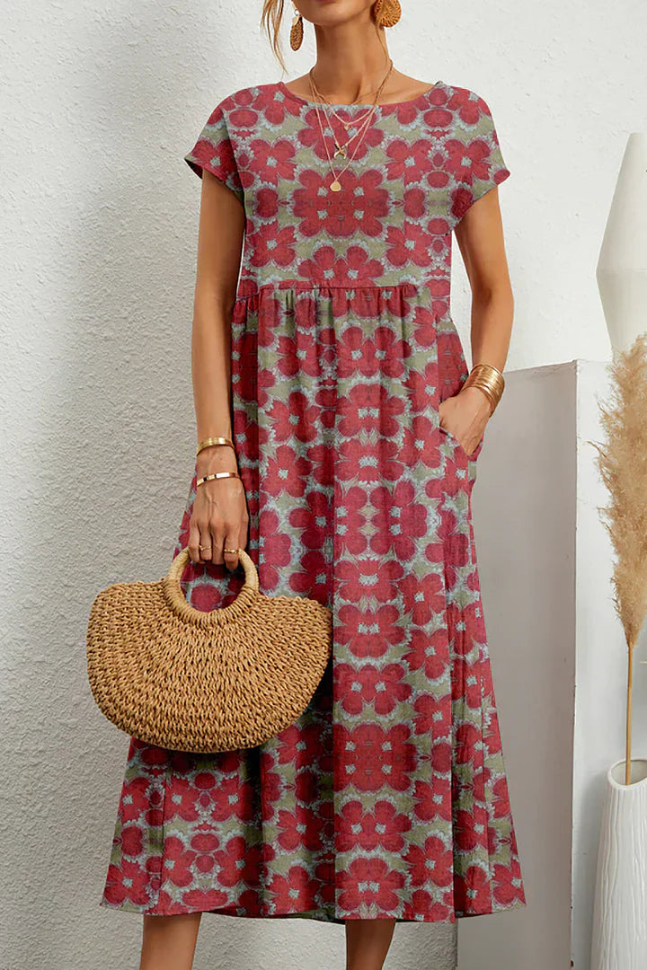 Abito estivo da donna Layla – Abito senza maniche con scollo rotondo, tessuto leggero e motivo elegante