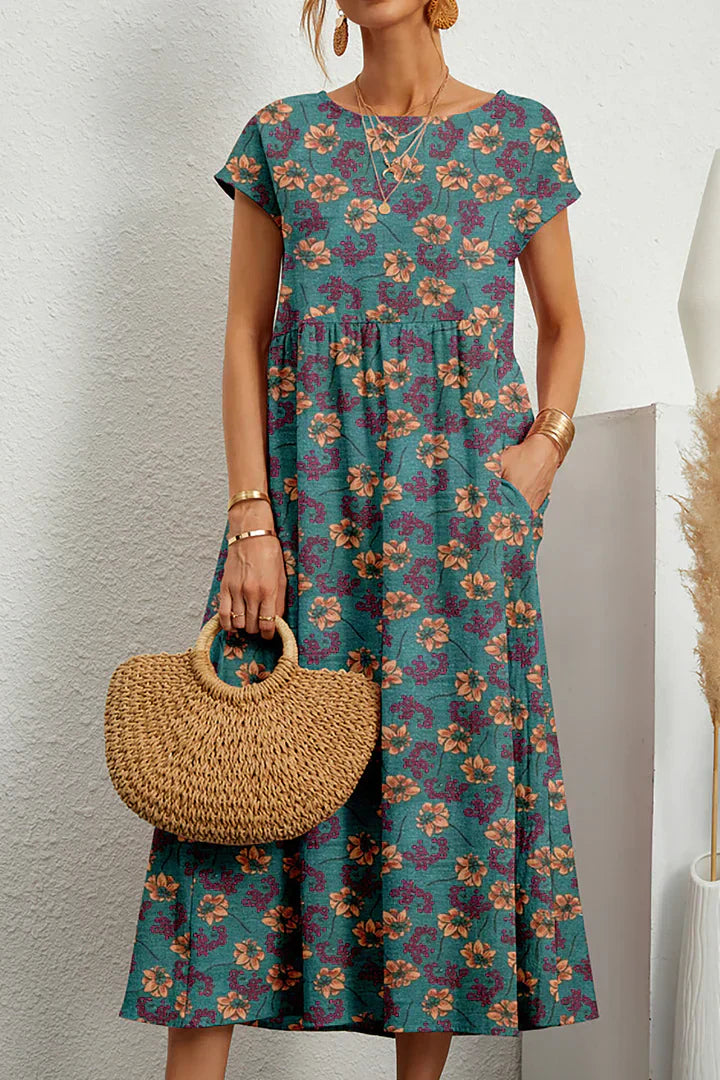 Abito estivo da donna Layla – Abito senza maniche con scollo rotondo, tessuto leggero e motivo elegante