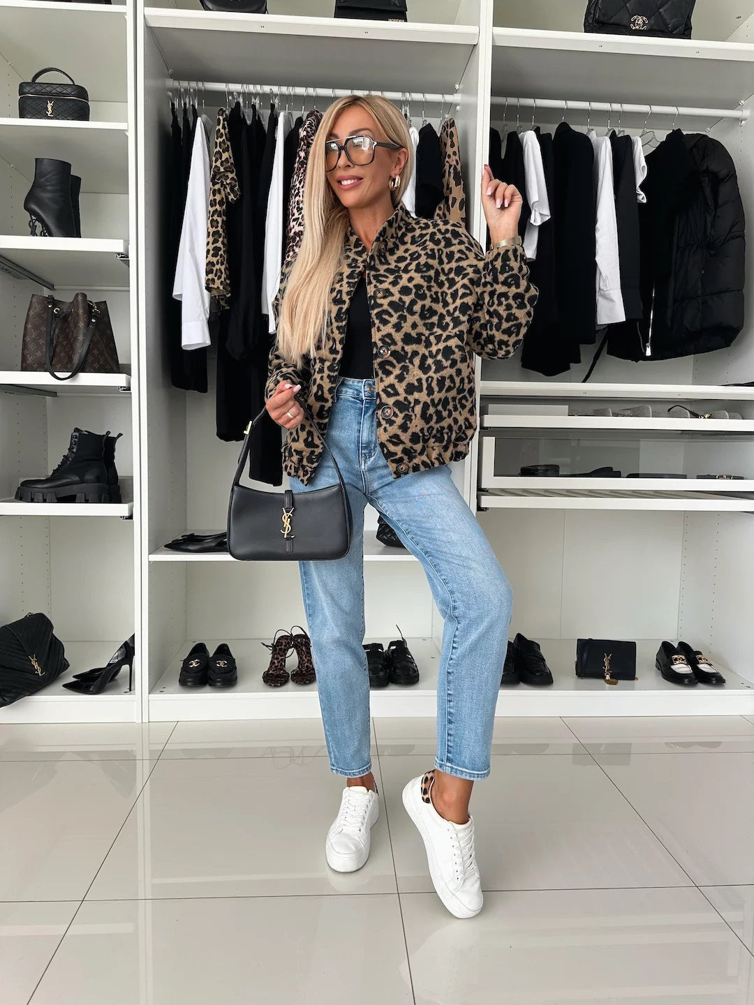 Yusra Veste Femme Léopard – Coupe Ample Chic & Tissu Doux Confortable