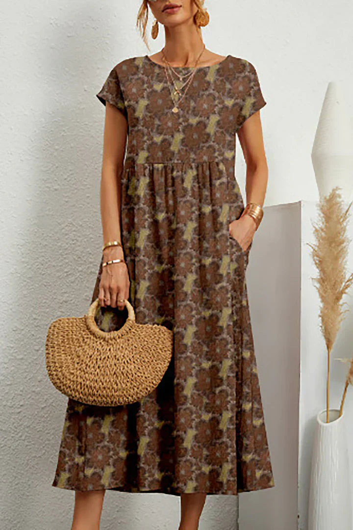 Abito estivo da donna Layla – Abito senza maniche con scollo rotondo, tessuto leggero e motivo elegante