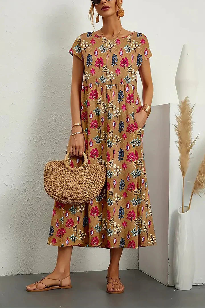 Abito estivo da donna Layla – Abito senza maniche con scollo rotondo, tessuto leggero e motivo elegante