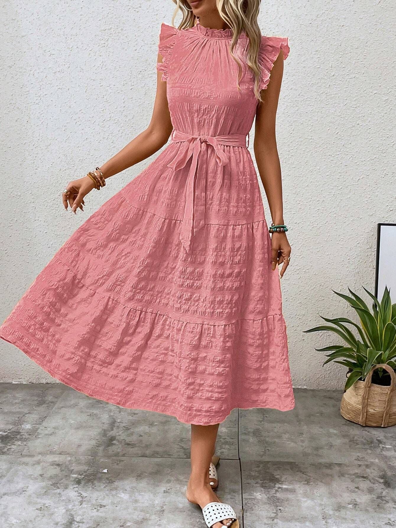 Abito da donna Malia – Abito midi estivo casual con volant e vestibilità fluida per le giornate di sole