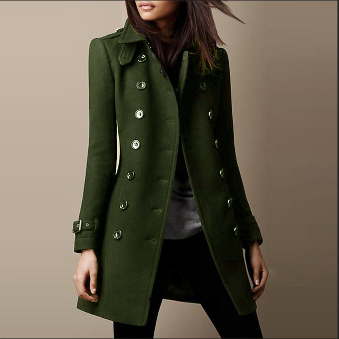 Cappotto da donna Lucille - Elegante cappotto lungo in lana pregiata dallo stile senza tempo