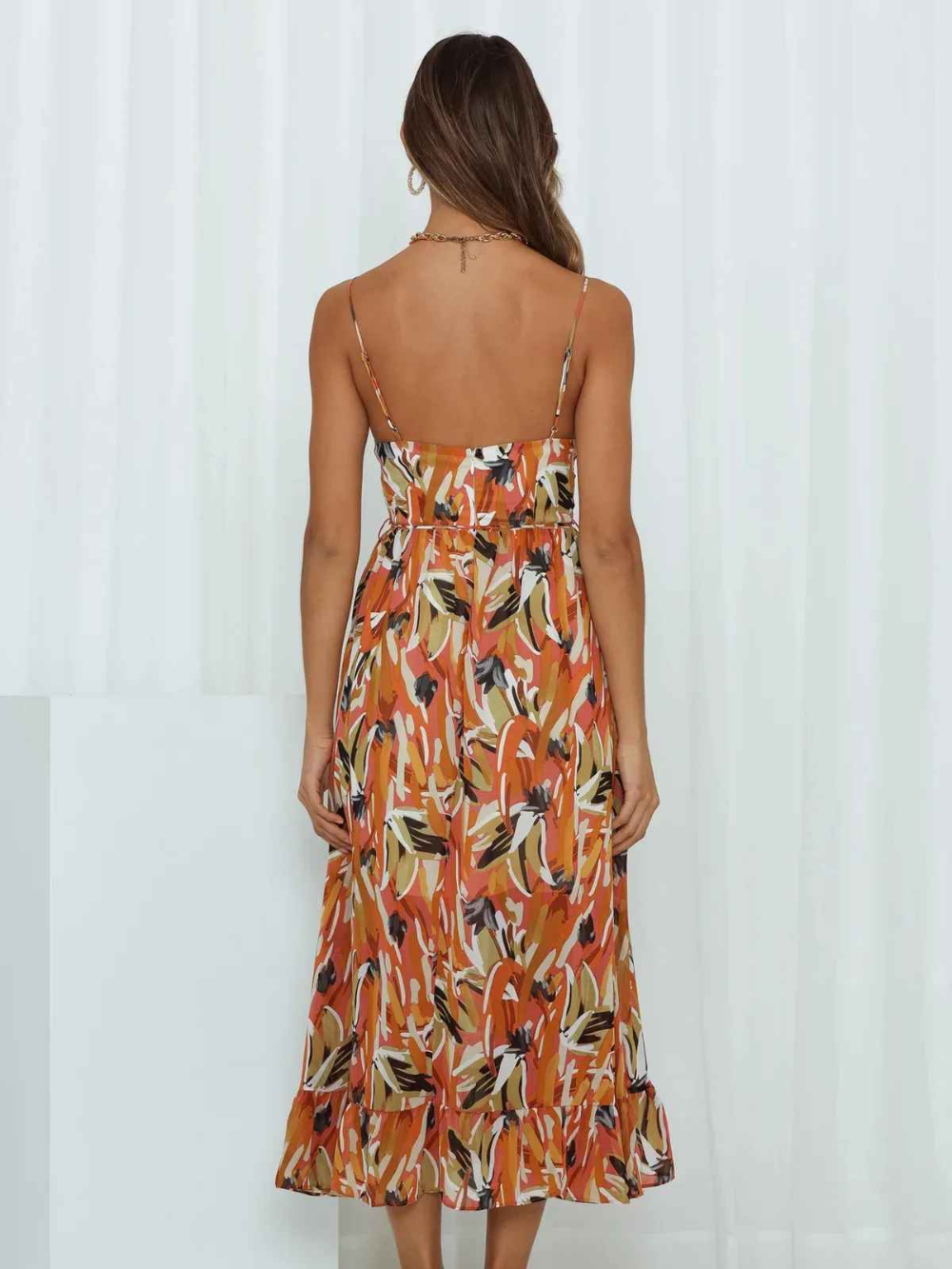 Abito lungo da donna Chloe: abito estivo leggero con stampa tropicale e spalline sottili lusinghiere