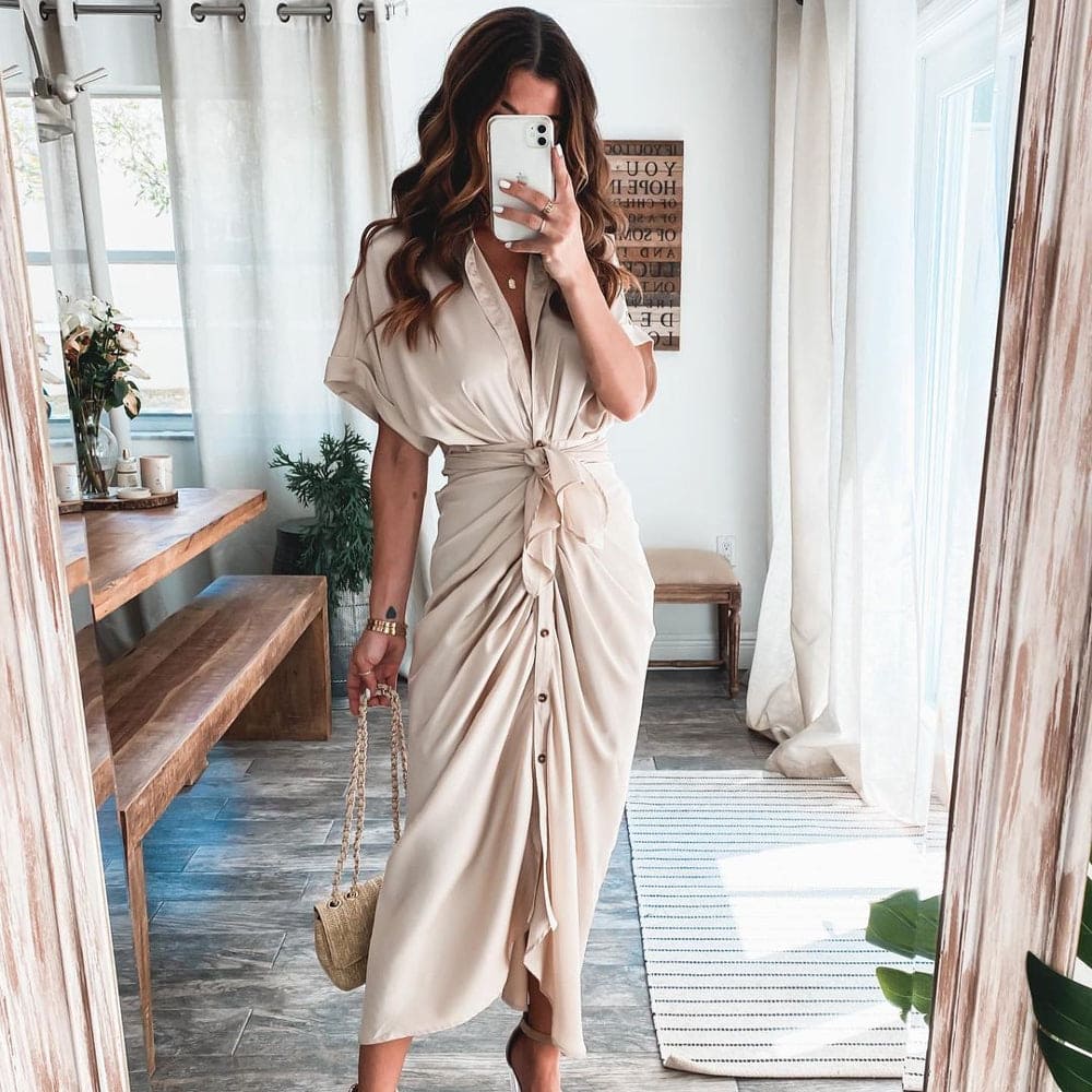 Robe de Soirée Femme Julia – Robe Longue Élégante en Polyester Aéré avec Détails Tendance
