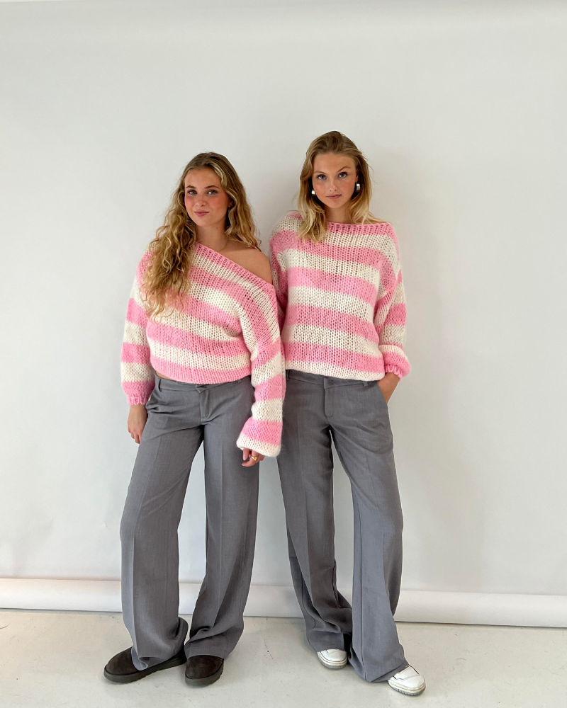Maglione lavorato a maglia da donna Louisa – Maglione oversize a righe in materiale morbido con un design alla moda