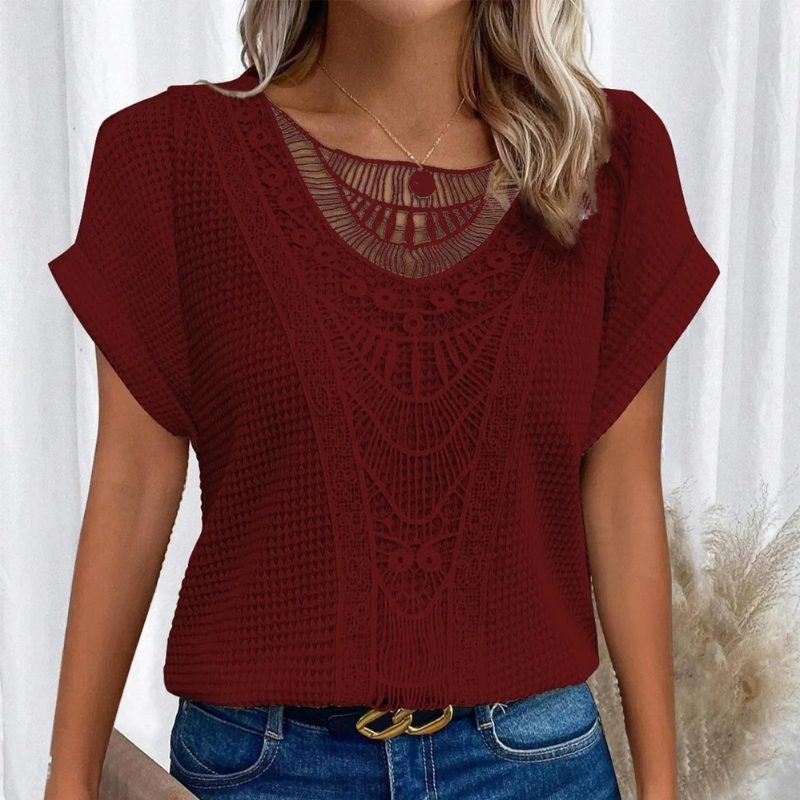 Top da donna Helene - Elegante design in pizzo con vestibilità aderente e tessuto confortevole