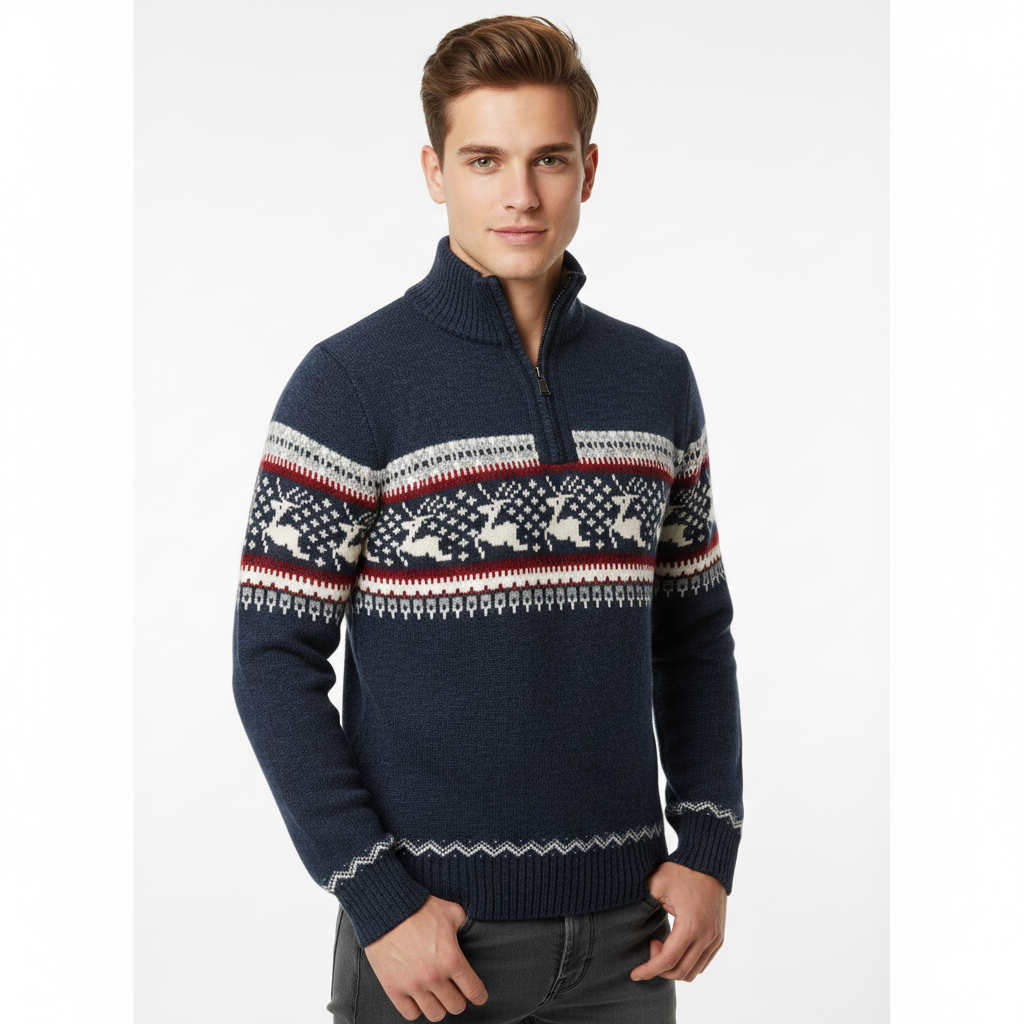 Orly Pull de Noël Homme – Tricot Chaud avec Motifs Festifs & Coupe Confortable