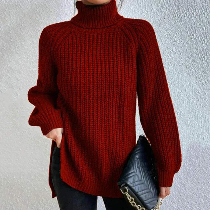 Maglione a collo alto da donna Karah - Maglione lavorato a maglia con vestibilità comoda ed elegante collo alto