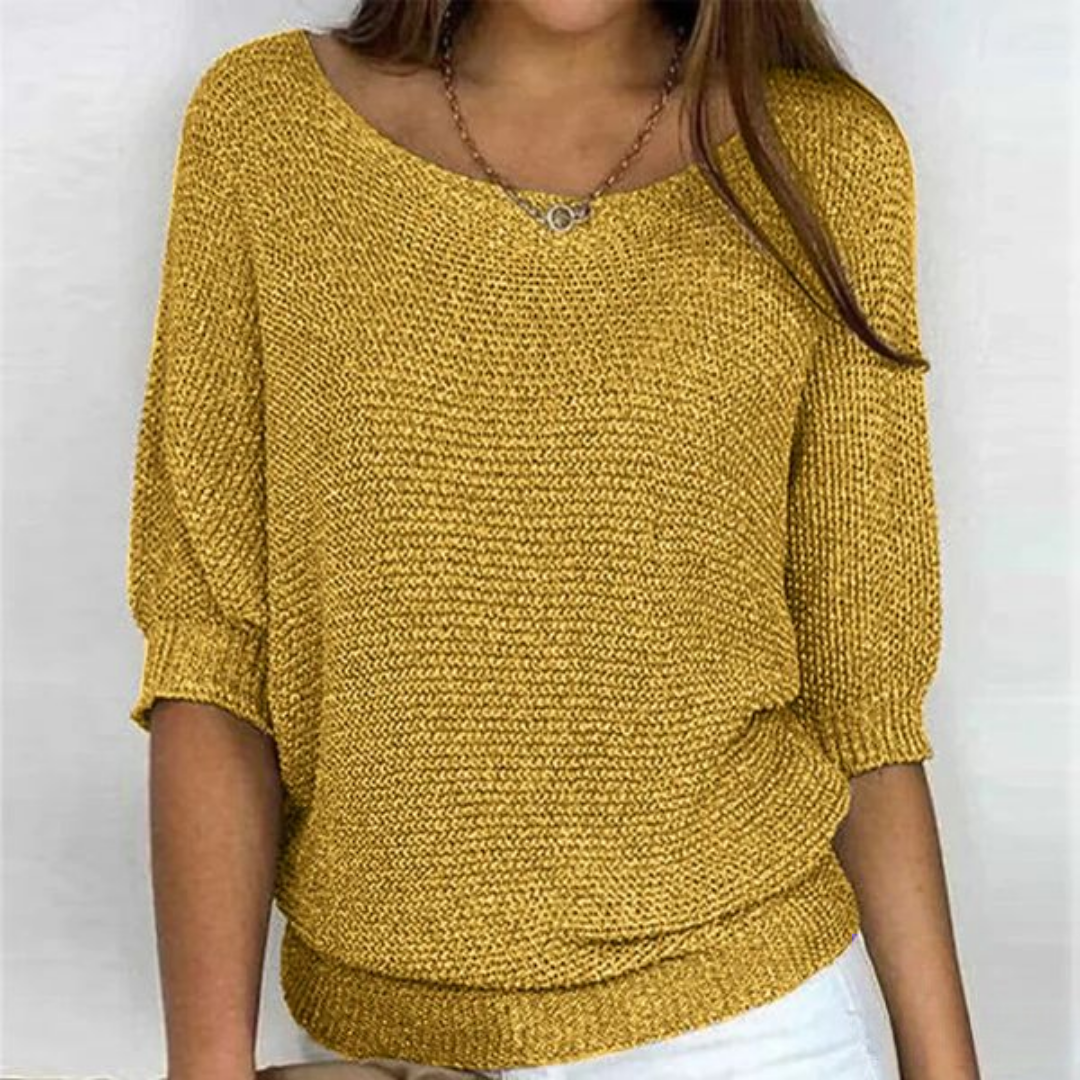 Maglione leggero Sophie – Maglione in maglia fine con maniche a pipistrello ed elegante scollo a barca