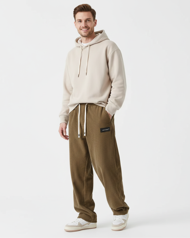 Quinnell Miehen Samettihousut – Säädettävä Vyötärö, Lämmin Mukavuus ja Moderni Tyyli