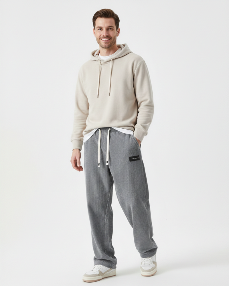 Quinnell Miehen Samettihousut – Säädettävä Vyötärö, Lämmin Mukavuus ja Moderni Tyyli