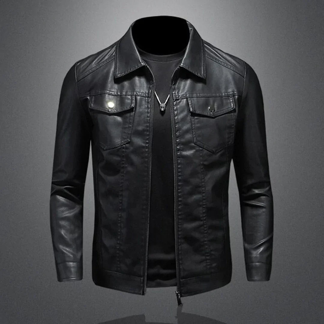 Stephen Veste Homme en Cuir – Style Classique, Détails Modernes & Fermeture Éclair Robuste
