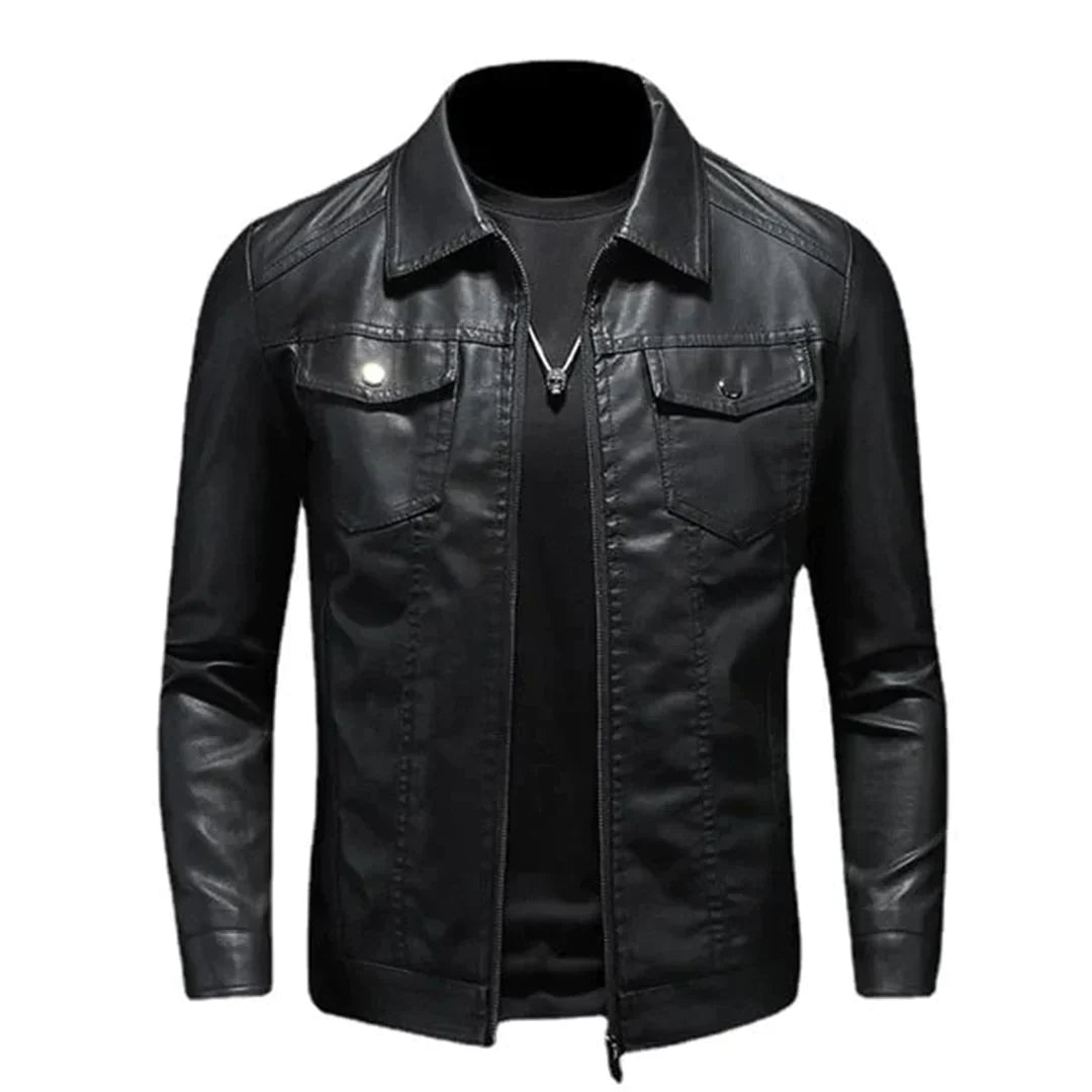 Stephen Veste Homme en Cuir – Style Classique, Détails Modernes & Fermeture Éclair Robuste