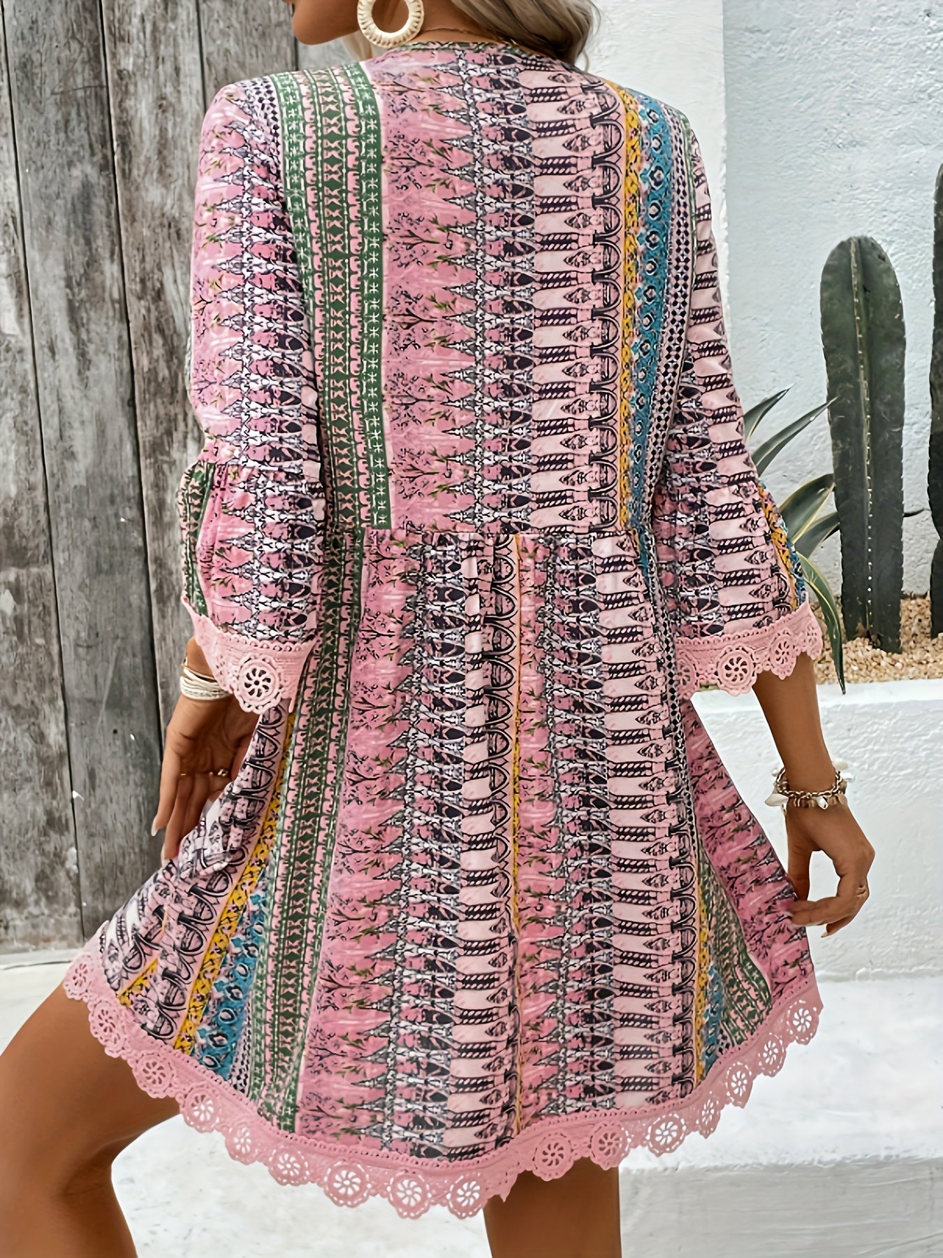 Abito bohémien da donna Rayzella - Abito chic e colorato con maniche a 3/4 e taglio fluido per l'estate