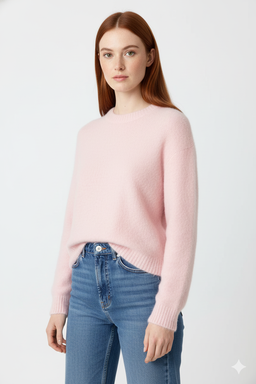 Riam Oversized Women's Sweater – Soft Knit with Balloon Sleeves, Round Neck & Elegant Fit