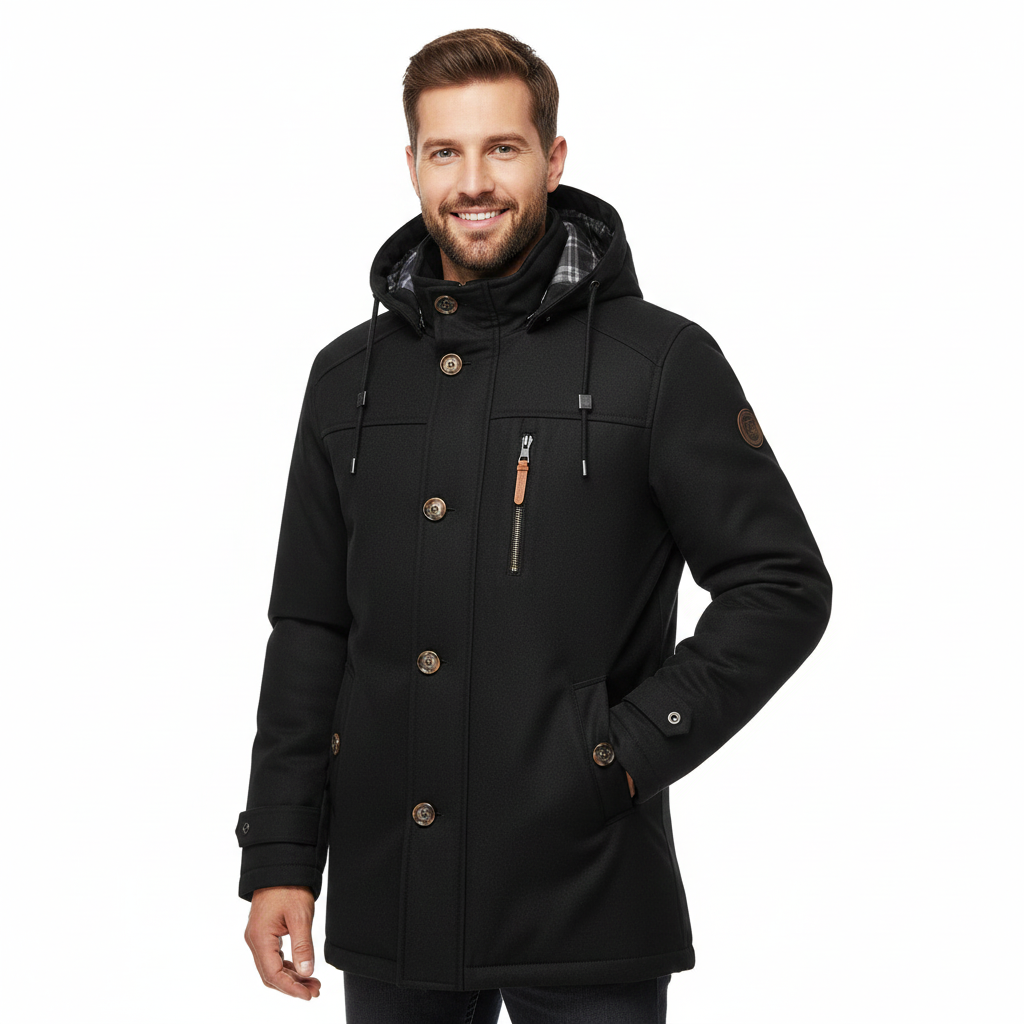 Ricardo Veste Hiver Homme – Manteau Slim Fit avec Capuche, Poches Pratiques & Finition Moderne