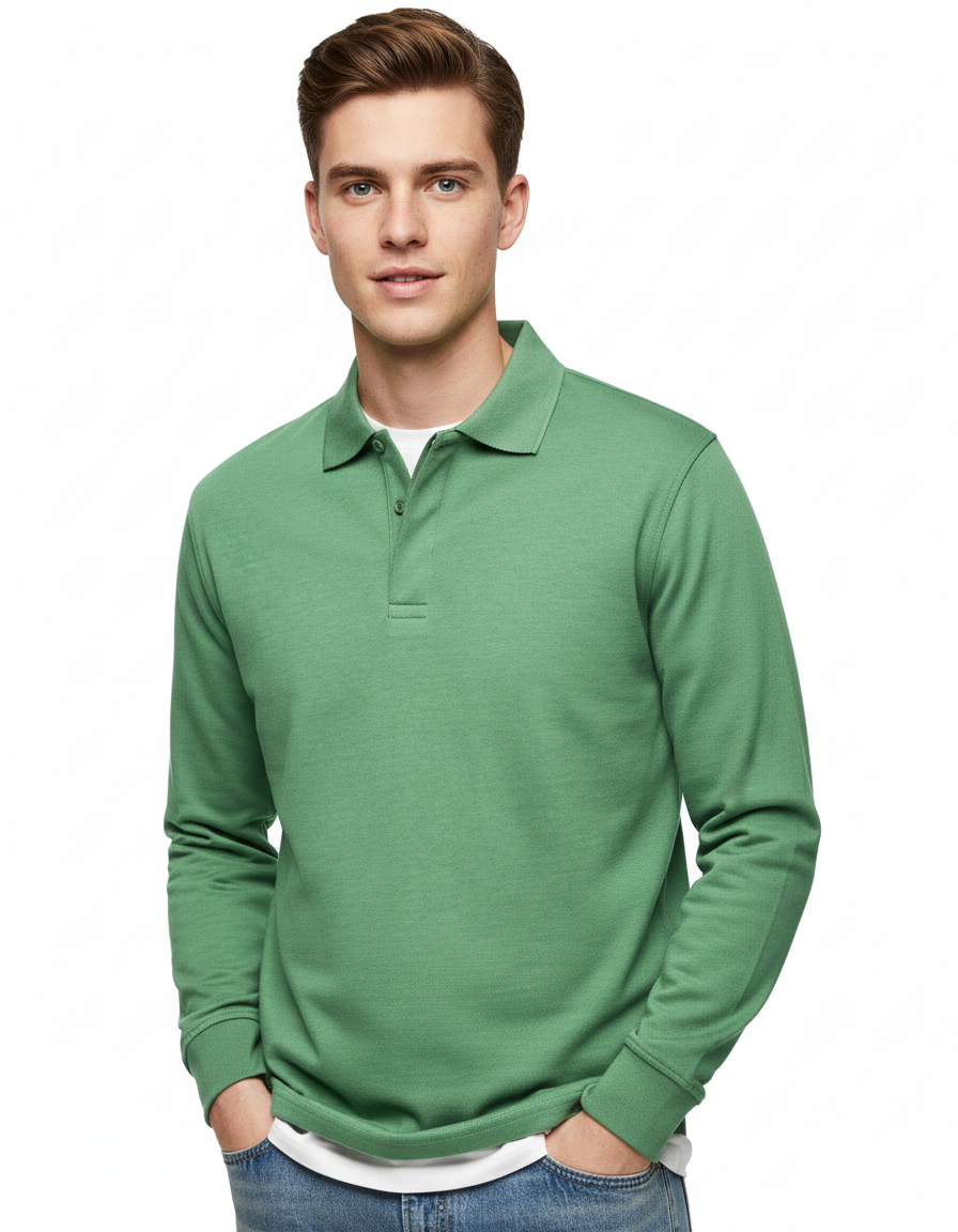 River Polo Long Sleeve Men – Comfortable Polo in Blended Cotton with Straight Cut
