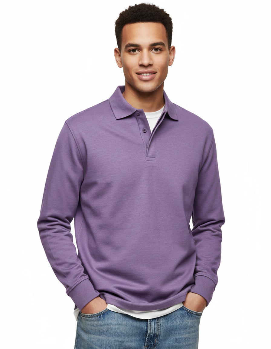 River Polo Long Sleeve Men – Comfortable Polo in Blended Cotton with Straight Cut