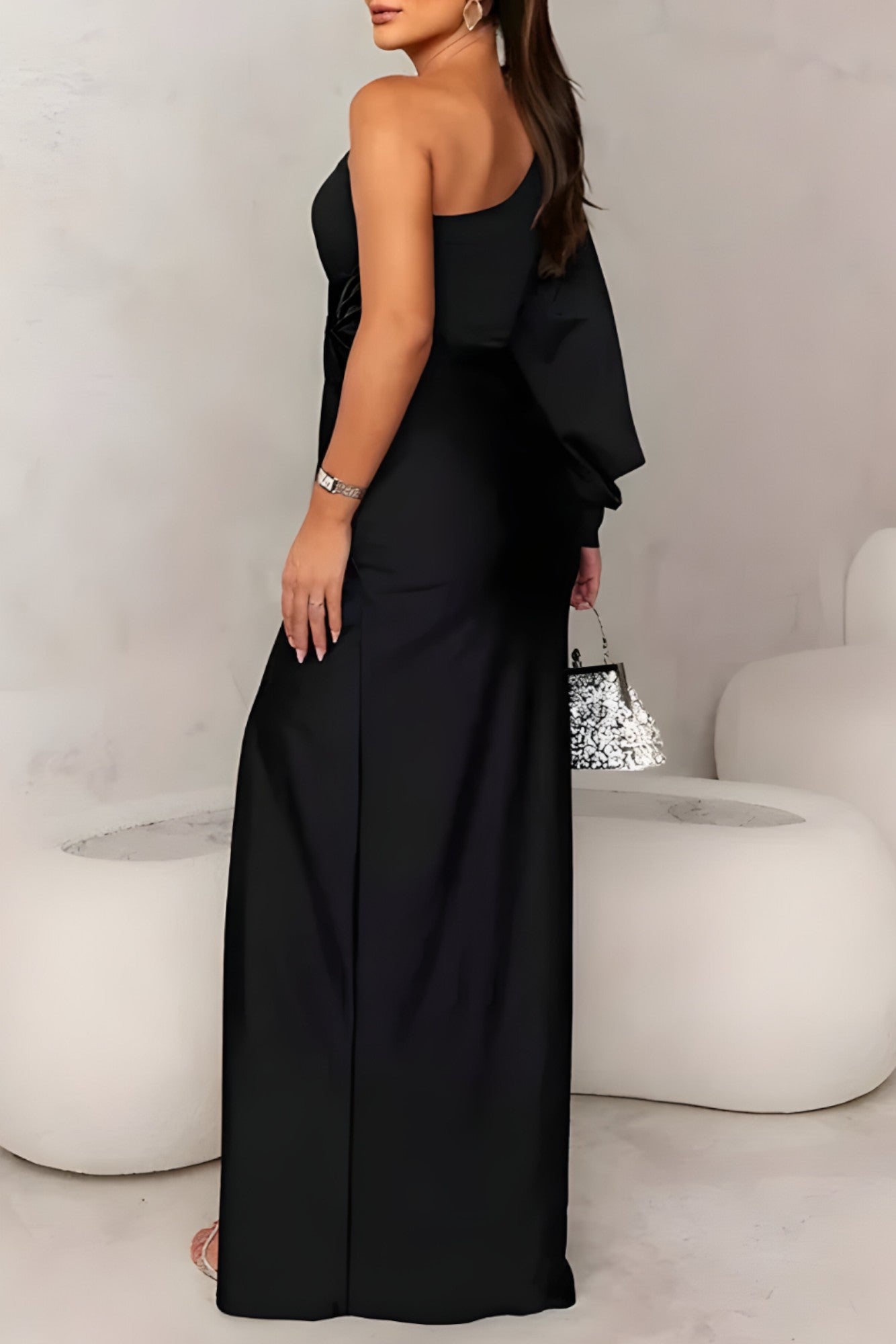 Abito lungo da donna Kaia - Elegante abito da sera chic con taglio aderente e tessuto fluido