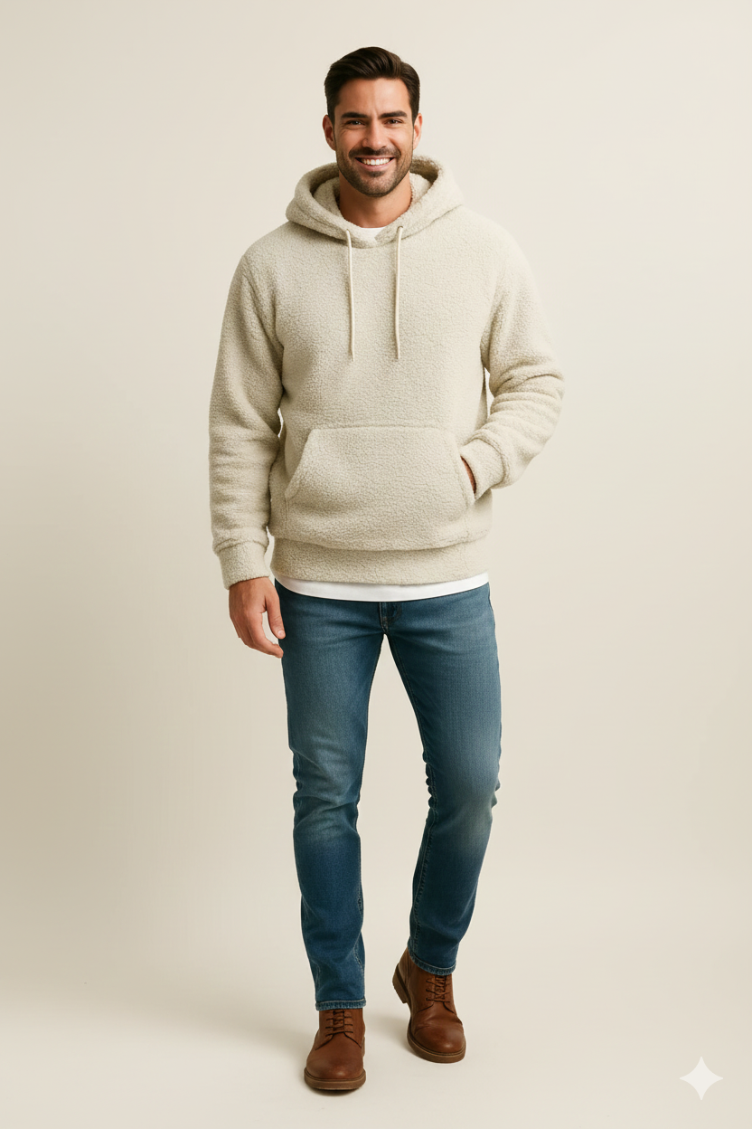 Romano Alvarez Pánská mikina Teddy – Mikina s kapucí z měkkého fleecu, pohodlný střih