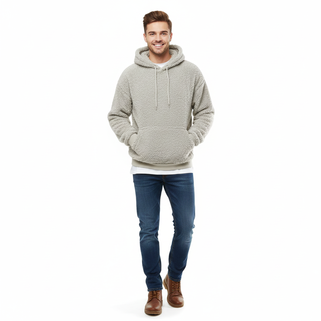 Romano Alvarez Pull Teddy Uomo – Felpa con Cappuccio in Pile Morbido Taglio Confortevole