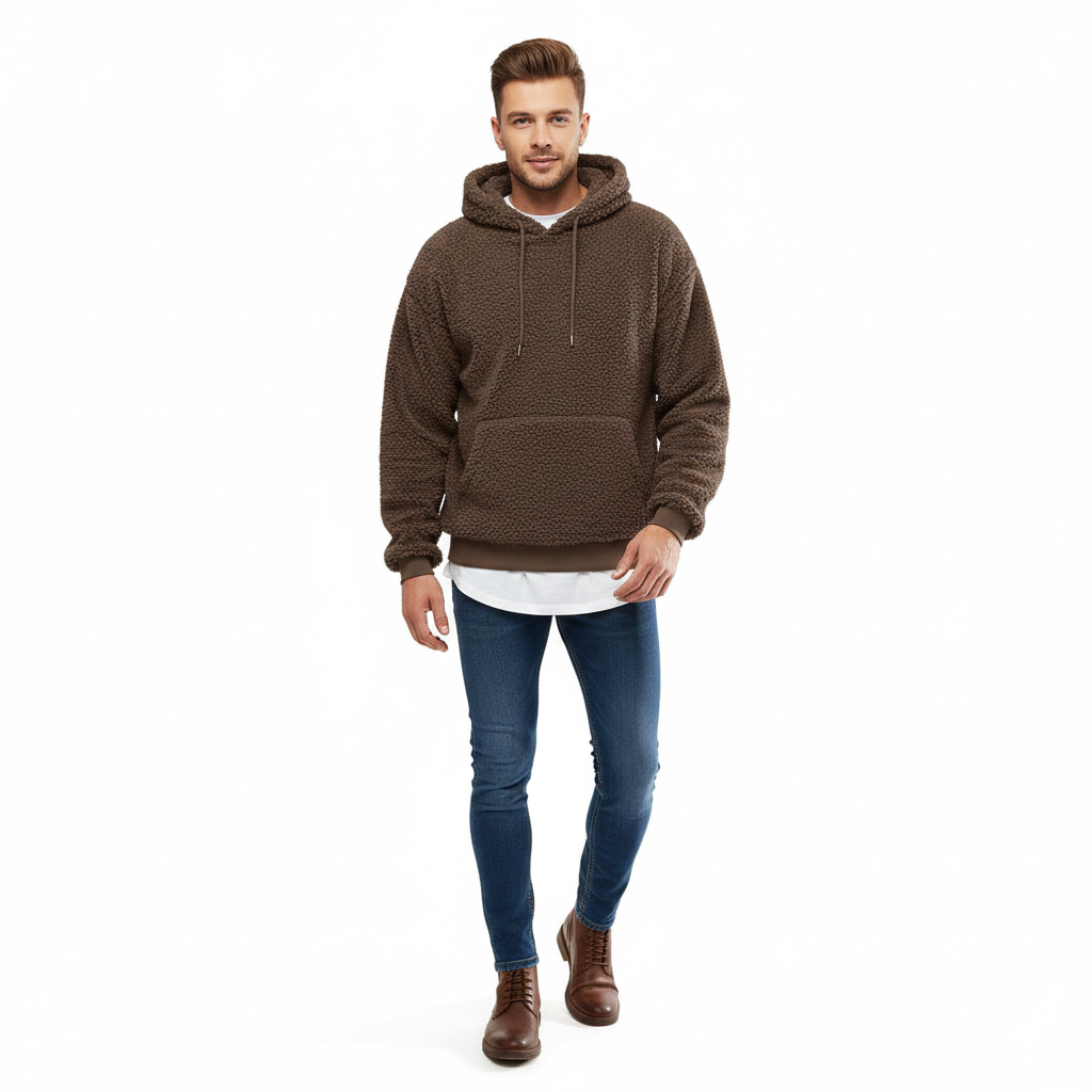 Romano Alvarez Pull Teddy Uomo – Felpa con Cappuccio in Pile Morbido Taglio Confortevole