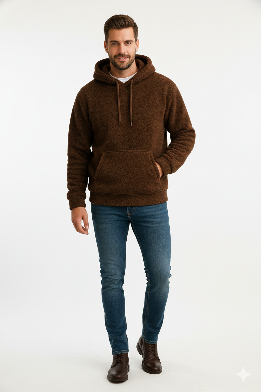 Romano Alvarez Pull Teddy Uomo – Felpa con Cappuccio in Pile Morbido Taglio Confortevole