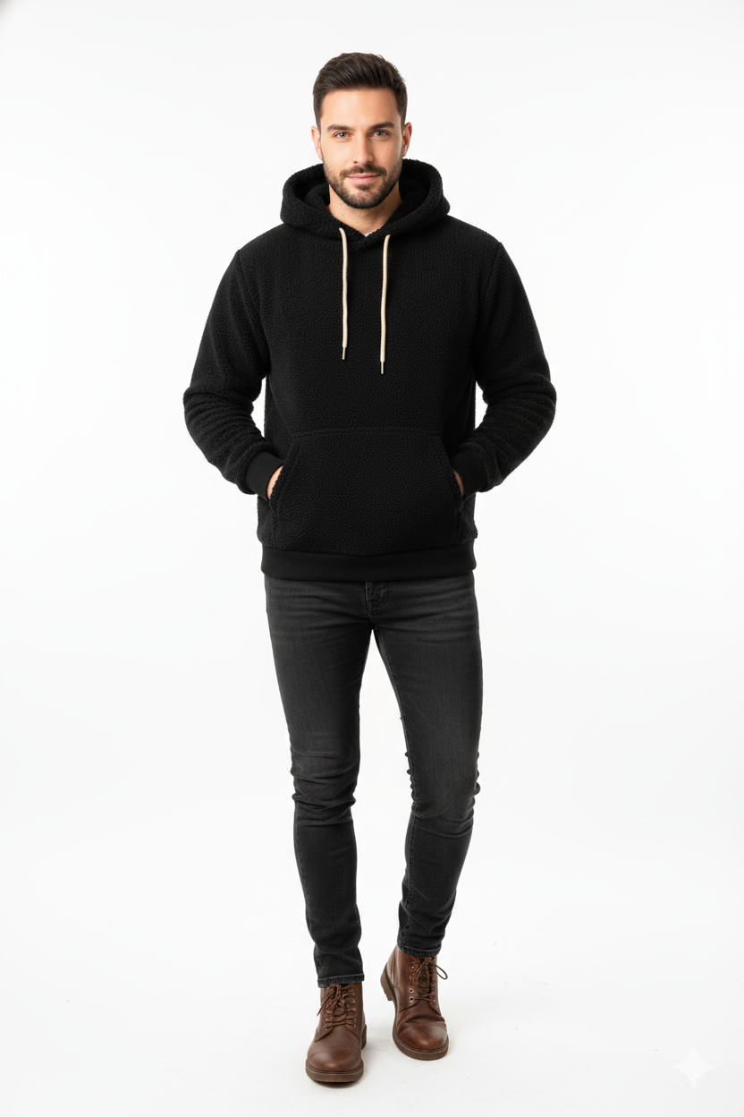 Romano Alvarez Pull Teddy Uomo – Felpa con Cappuccio in Pile Morbido Taglio Confortevole