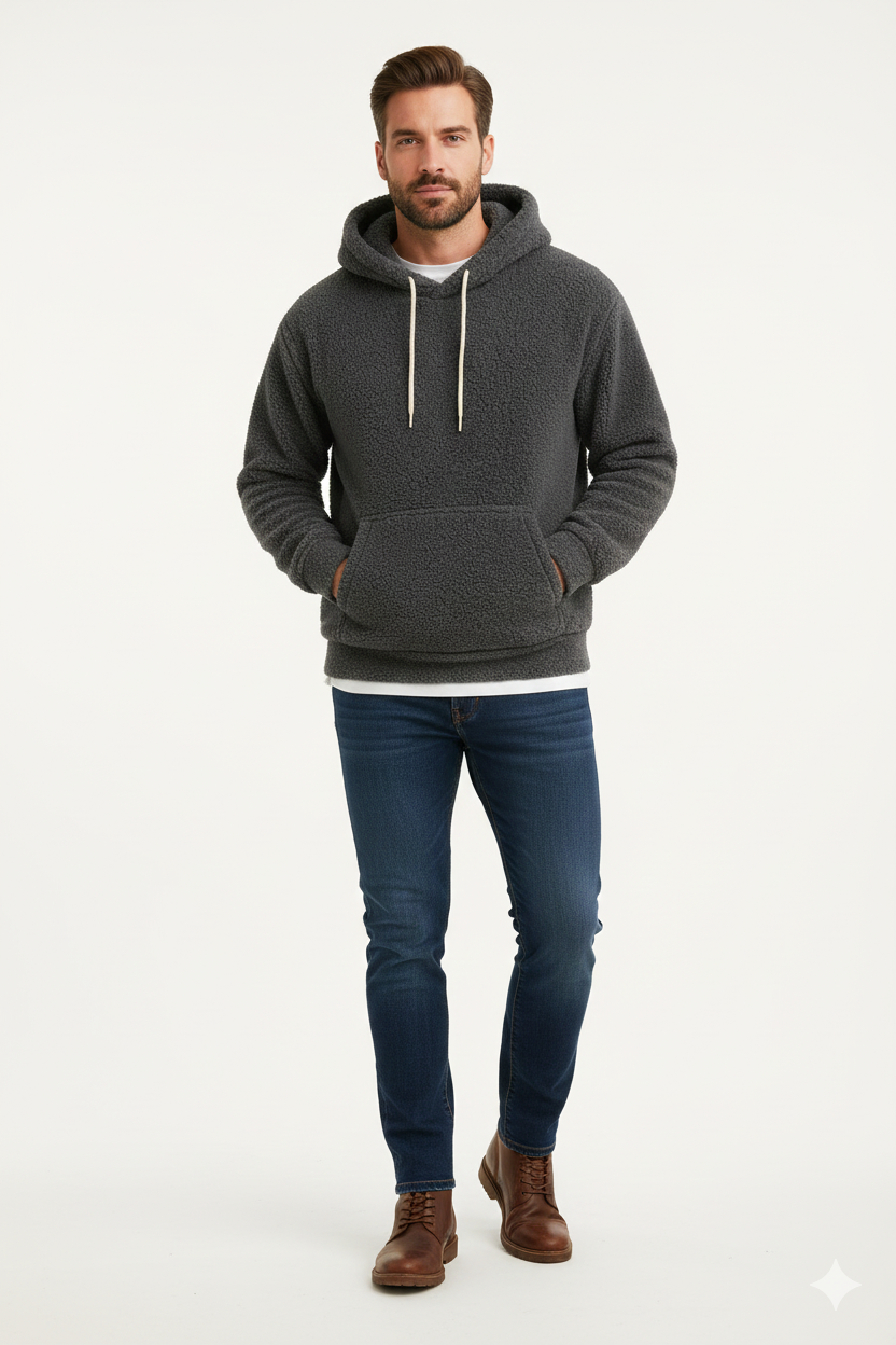 Romano Alvarez Pull Teddy Uomo – Felpa con Cappuccio in Pile Morbido Taglio Confortevole