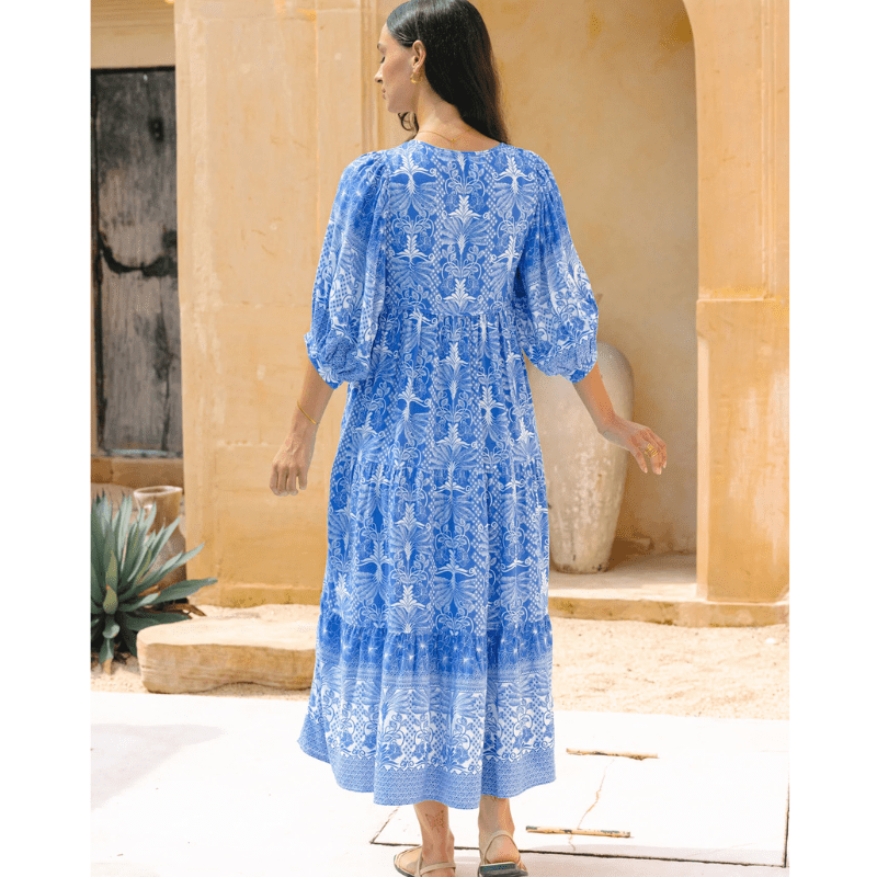 Abito lungo Rosina Looksy – Stampa bohémien astratta e vestibilità fluida a strati