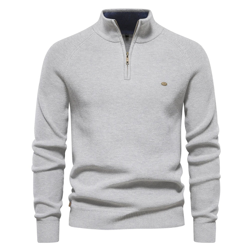 Maglione da uomo Axel in maglia: collo con cerniera, vestibilità regolare e stile elegante per le giornate fresche