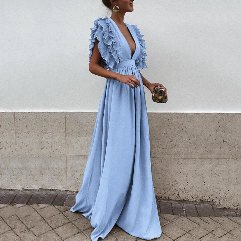 Abito lungo da sera da donna Marthe - Elegante abito lungo con taglio fluido