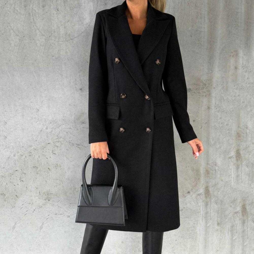 Georgia Manteau Long en Laine Mélangée pour Femme – Elegantes Design mit Notch-Revers in klassischen Winterfarben