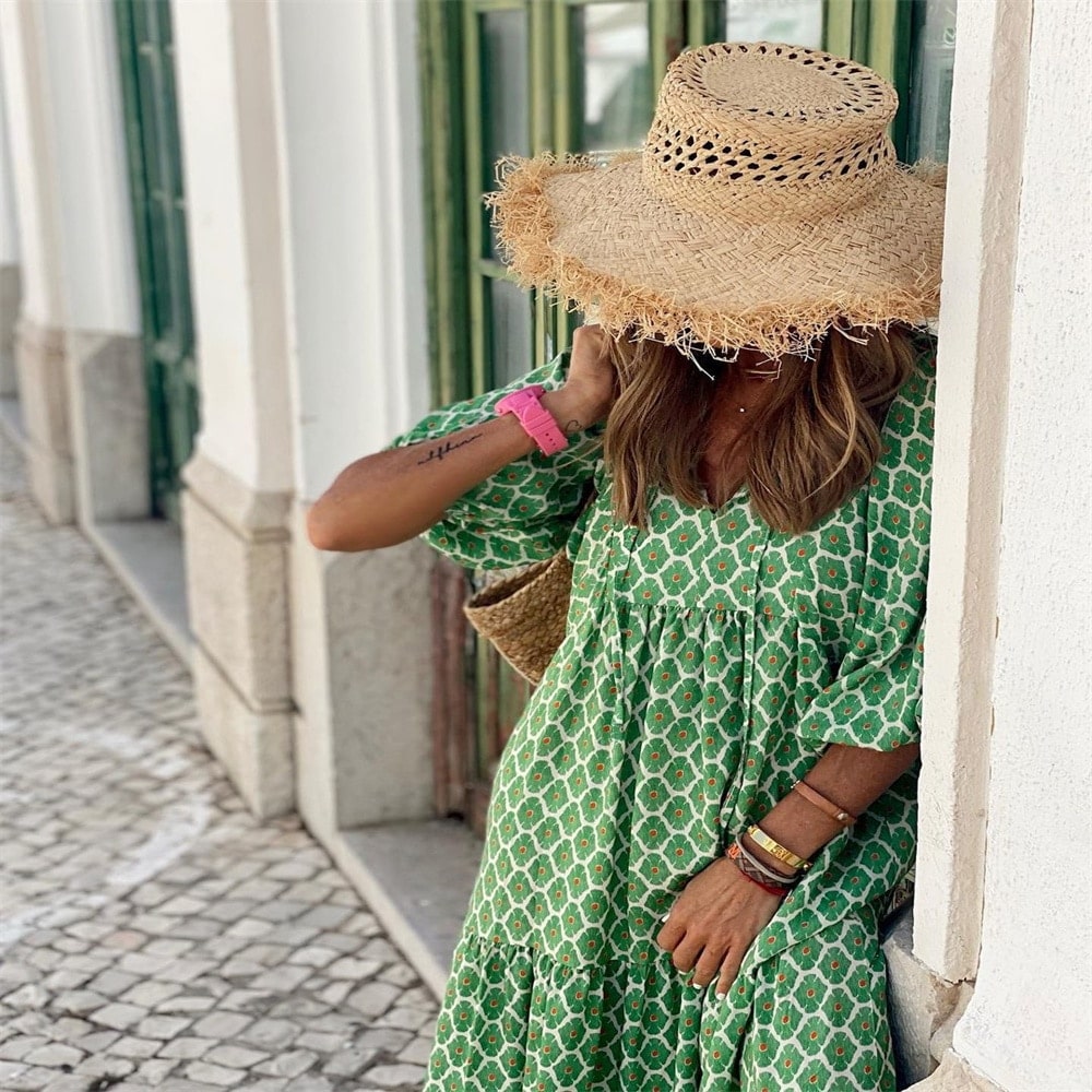 Fenna Robe Longue Femme – Robe Tendance avec Coupe Confortable & Design Élégant