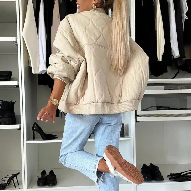 Elin Veste Bomber Femme – Blouson Doublé Oversize Moderne & Confortable pour l’Hiver