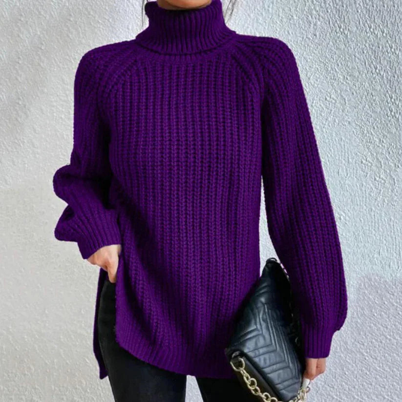 Maglione a collo alto da donna Karah - Maglione lavorato a maglia con vestibilità comoda ed elegante collo alto