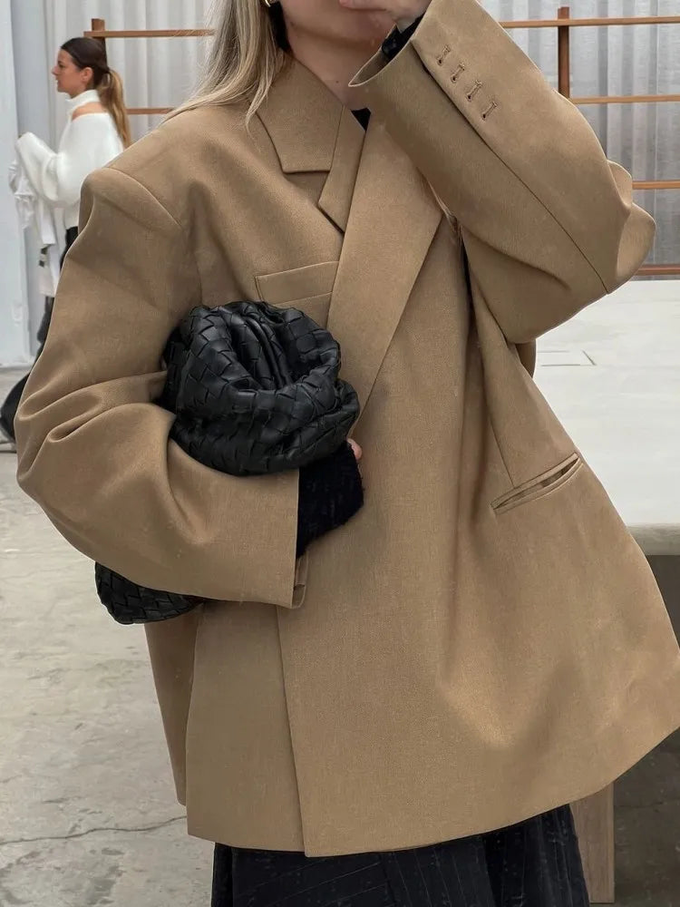 Morgan Blazer Oversize Femme – Veste Chic Longue à Revers Structuré & Coupe Décontractée